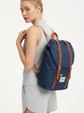 distressed leather backpack bag The Jacket Maker Men & Women Bedford Vintage Brown Real Travel Nike HalfDay Back To and padded shoulder straps Color:Dark Blue Starry Sky Trendy backpack
